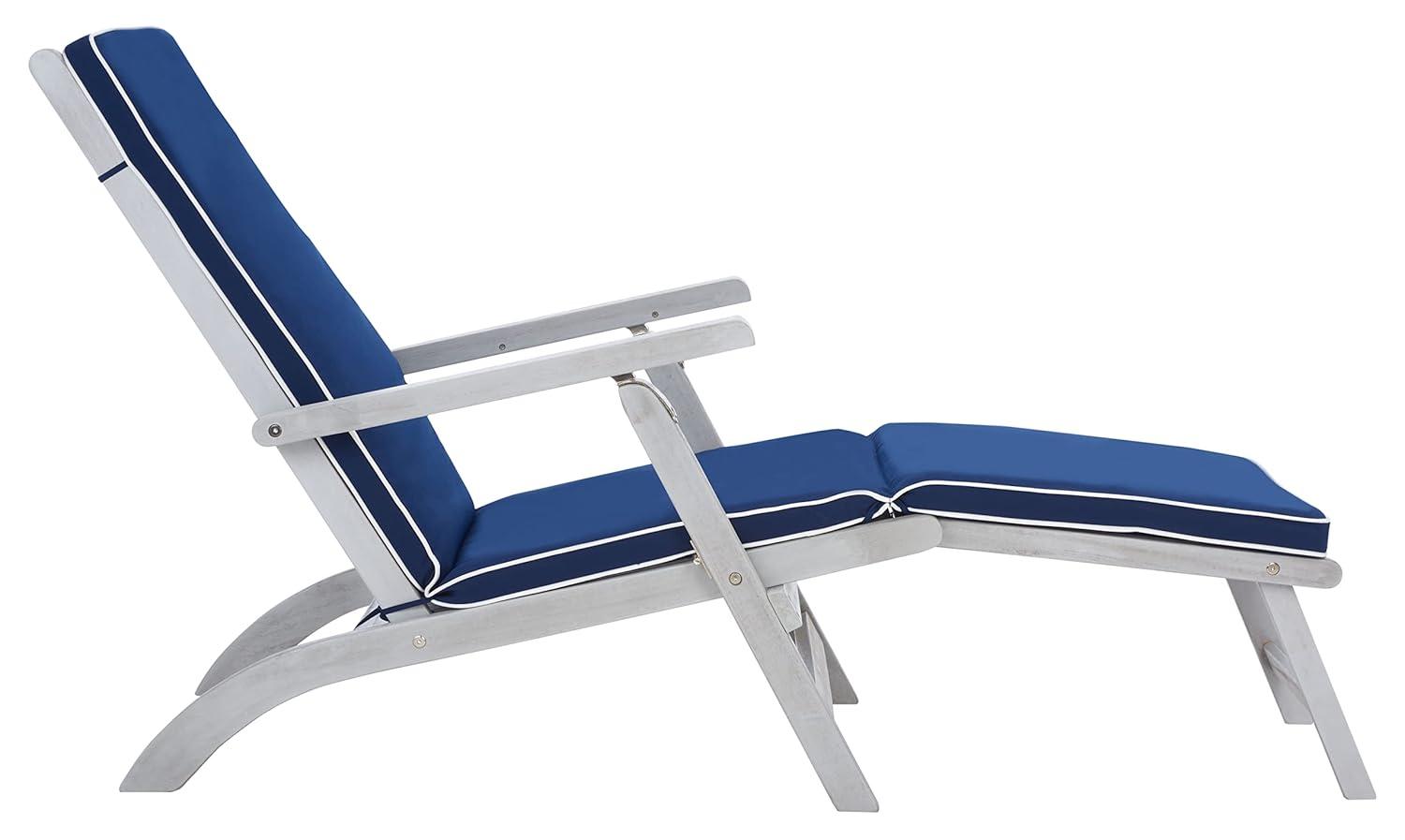 Palmdale Lounge Chair - Outdoor - PAT7015 - Grey/Navy -Safavieh
