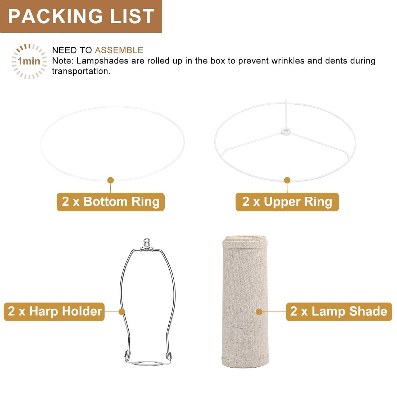 Lamp Shades Set of 2, Drum Lamp Shades for Table Lamps 11.6" Top x 12.6" Bottom x 9.8" High (Spider Fitter), Natural Linen Medium Lampshades for Floor Lamps Bedside Lamps, Beige