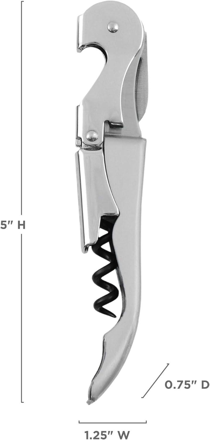 True TrueTap Double Hinged Waiter’s Corkscrew, Stainless Steel Wine Key Bottle Opener with Foil Cutter