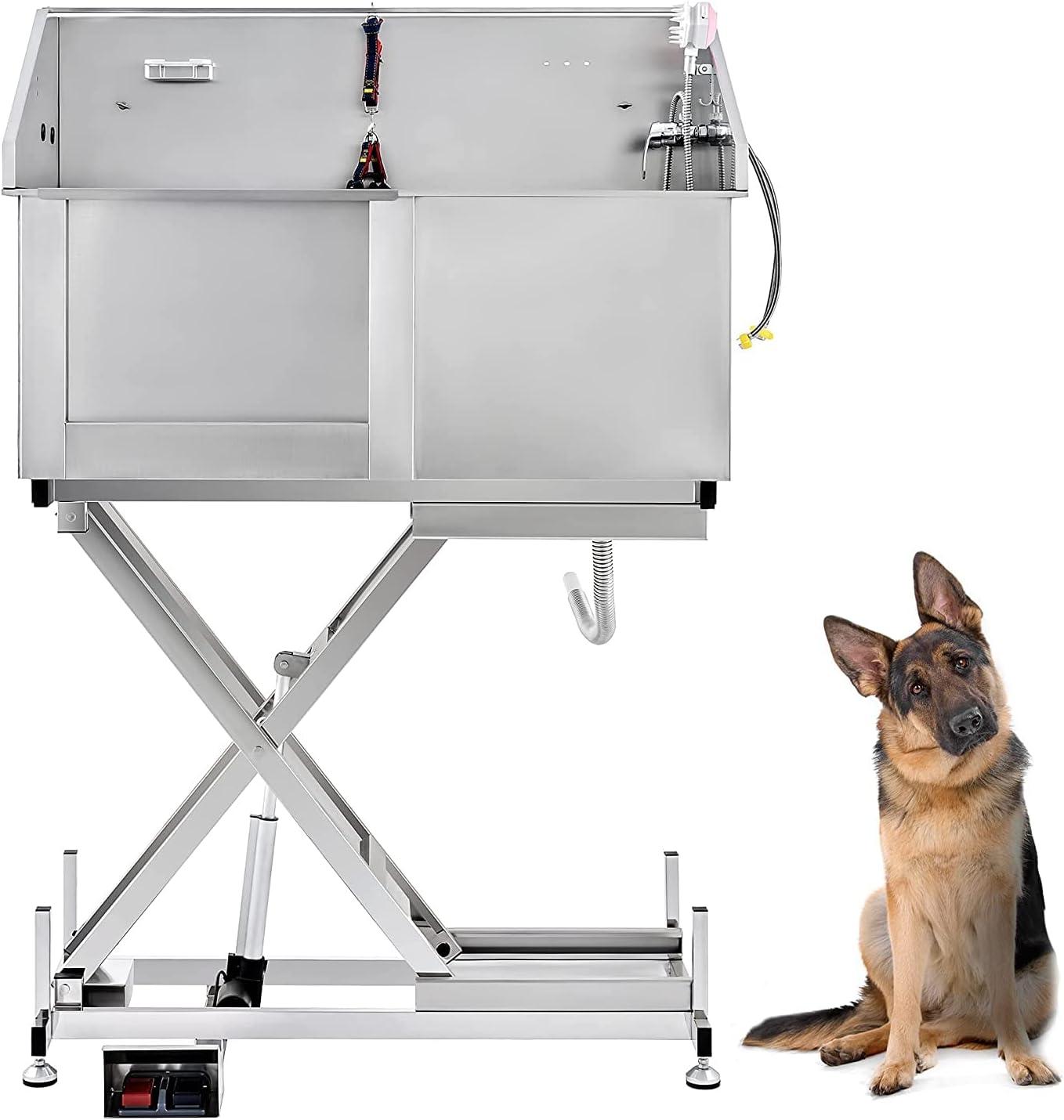 Stainless Steel Adjustable Electric Dog Grooming Tub with Sprayer