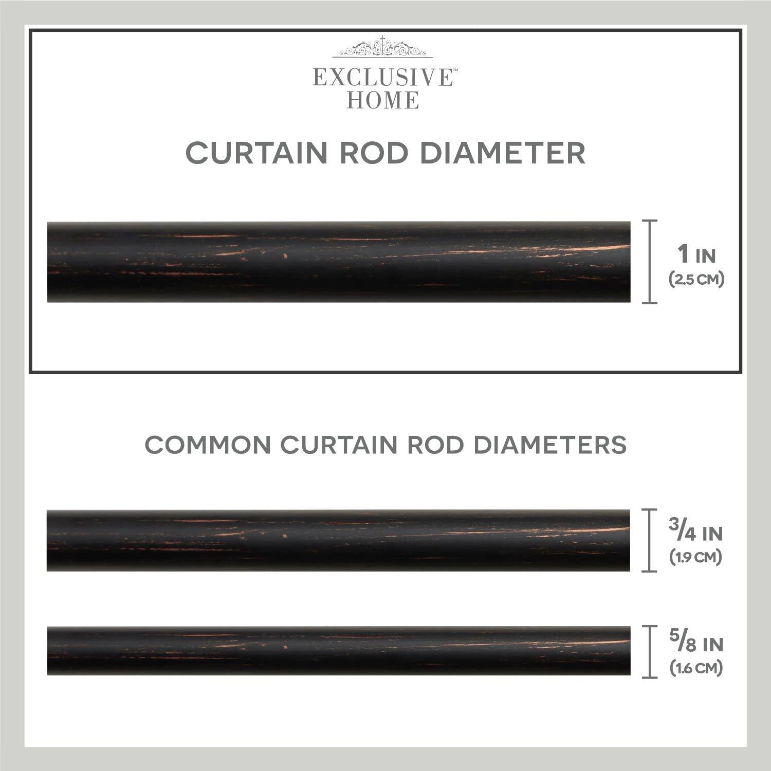 Amalgamated Textiles Exclusive Home Loran 1" Window Curtain Rod and Finial Set, Adjustable