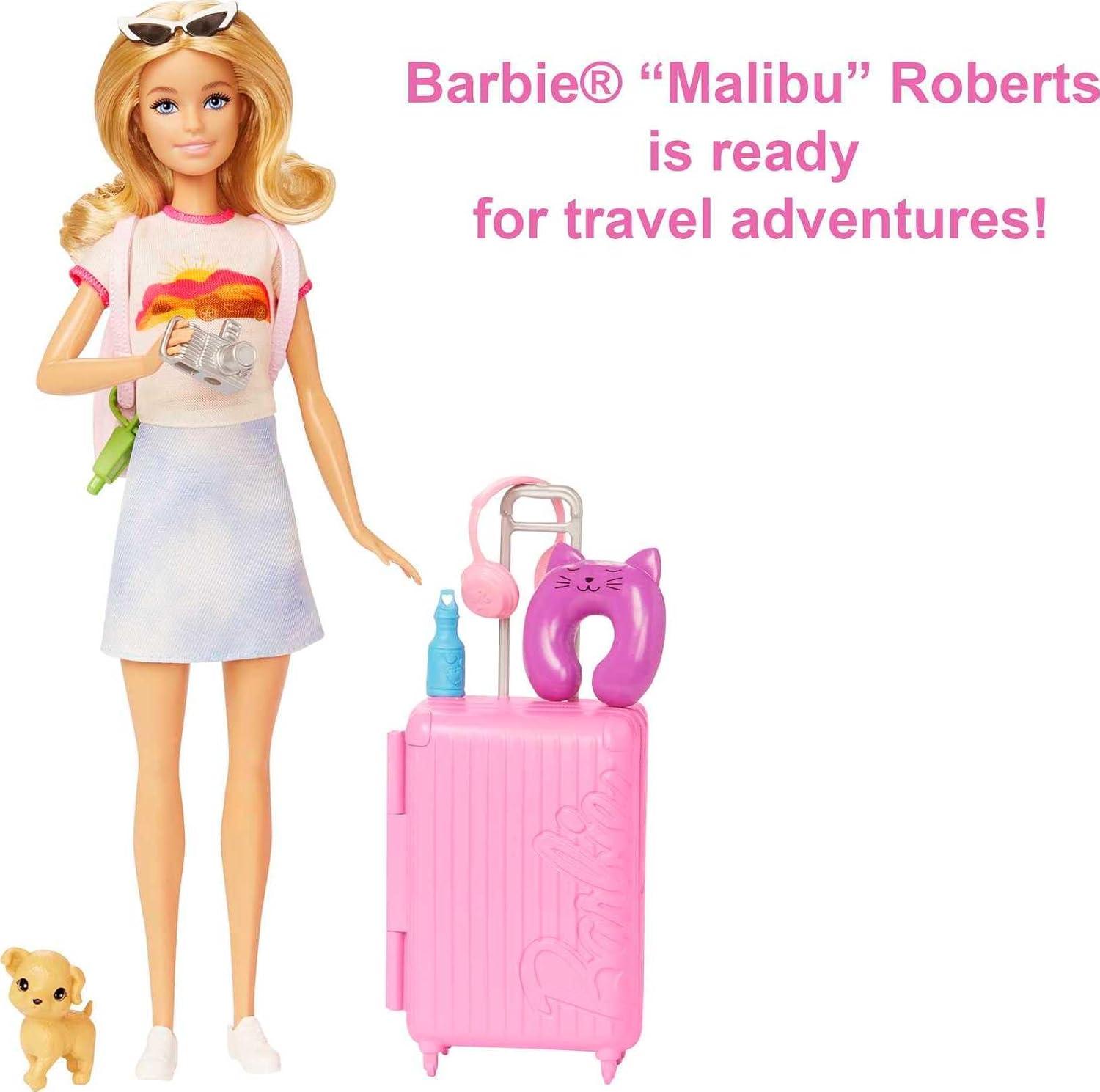 Barbie Doll and Accessories Travel Set with Puppy