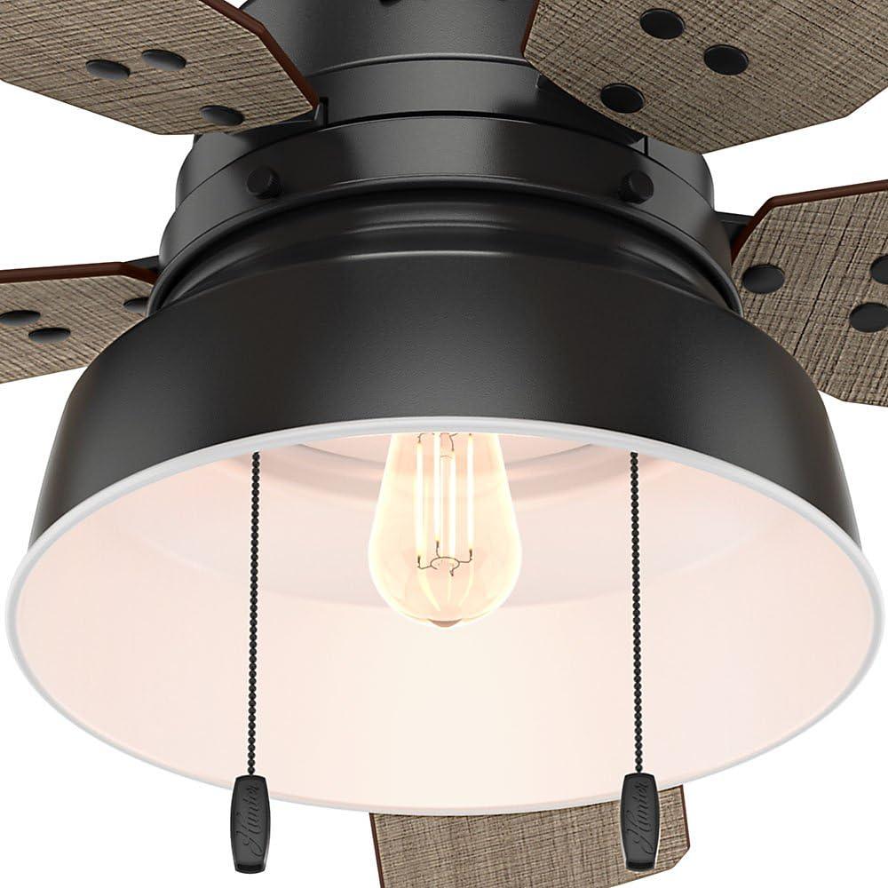 Matte Black 52" Low Profile Industrial Ceiling Fan with LED Lighting