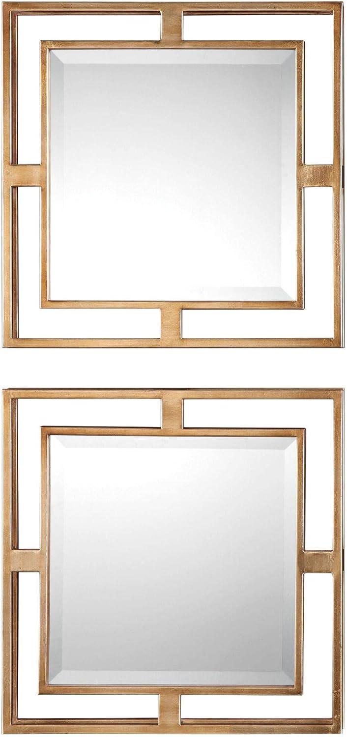 HN Home Asheville Boho Gold Square Wall Mirrors - Set of 2