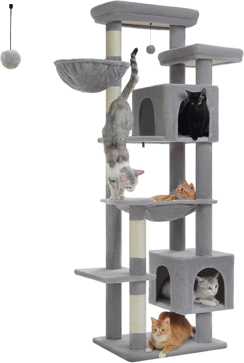 Ophelia & Co. 69" Tall Cat Tree Tower For Indoor Large Cats With Super Large Hammock, Scratching Posts, Condo House And Large Top Perch
