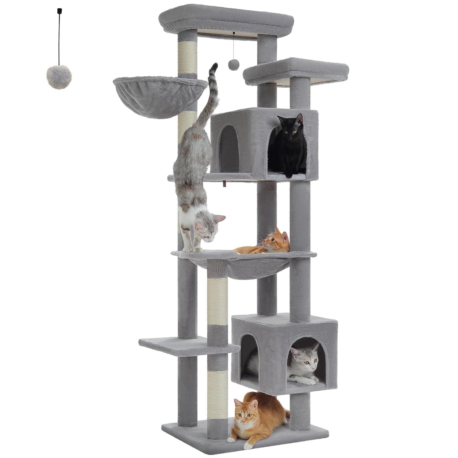 Ophelia & Co. 69" Tall Cat Tree Tower For Indoor Large Cats With Super Large Hammock, Scratching Posts, Condo House And Large Top Perch