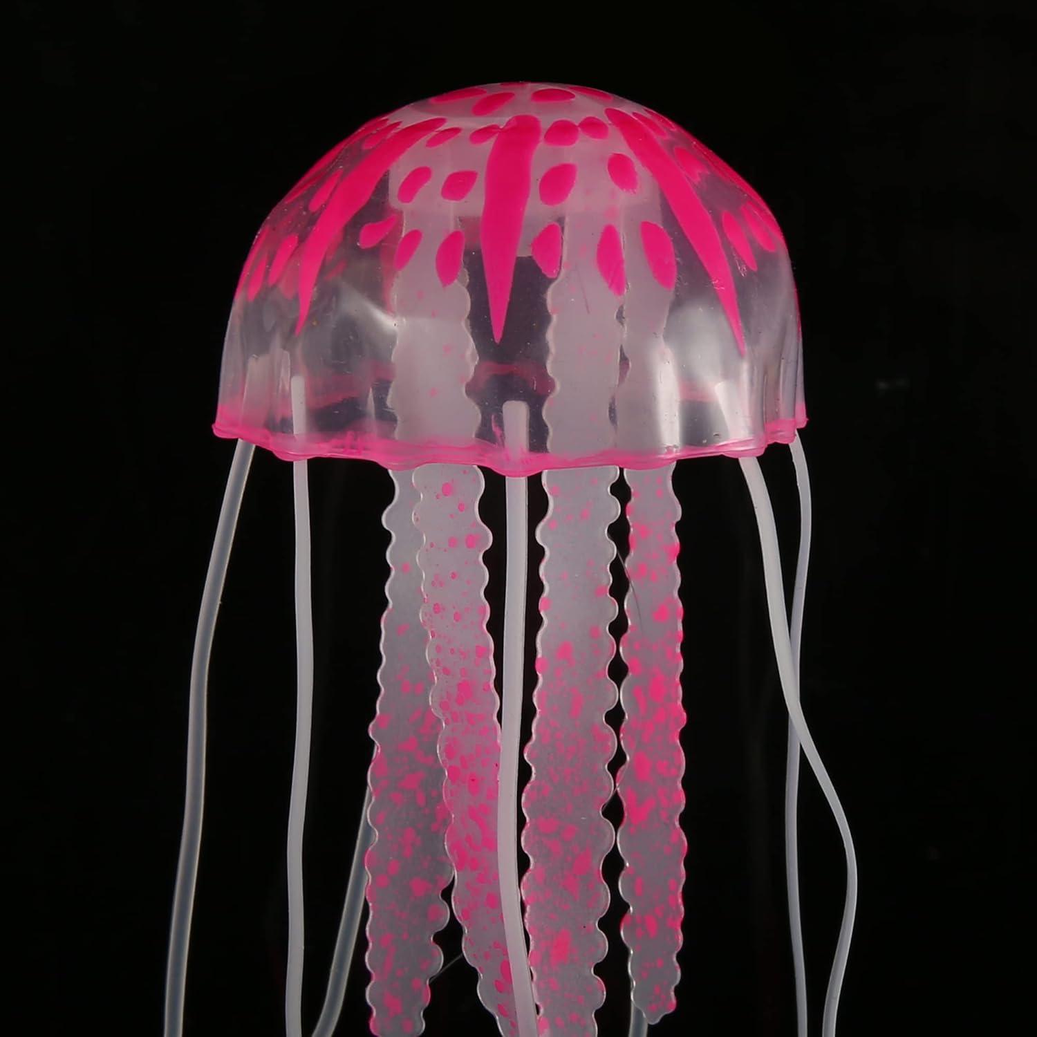 Unique Bargains Aquarium Jellyfish Glow Decoration with Suction Cup 2.3"x5.9" Pink