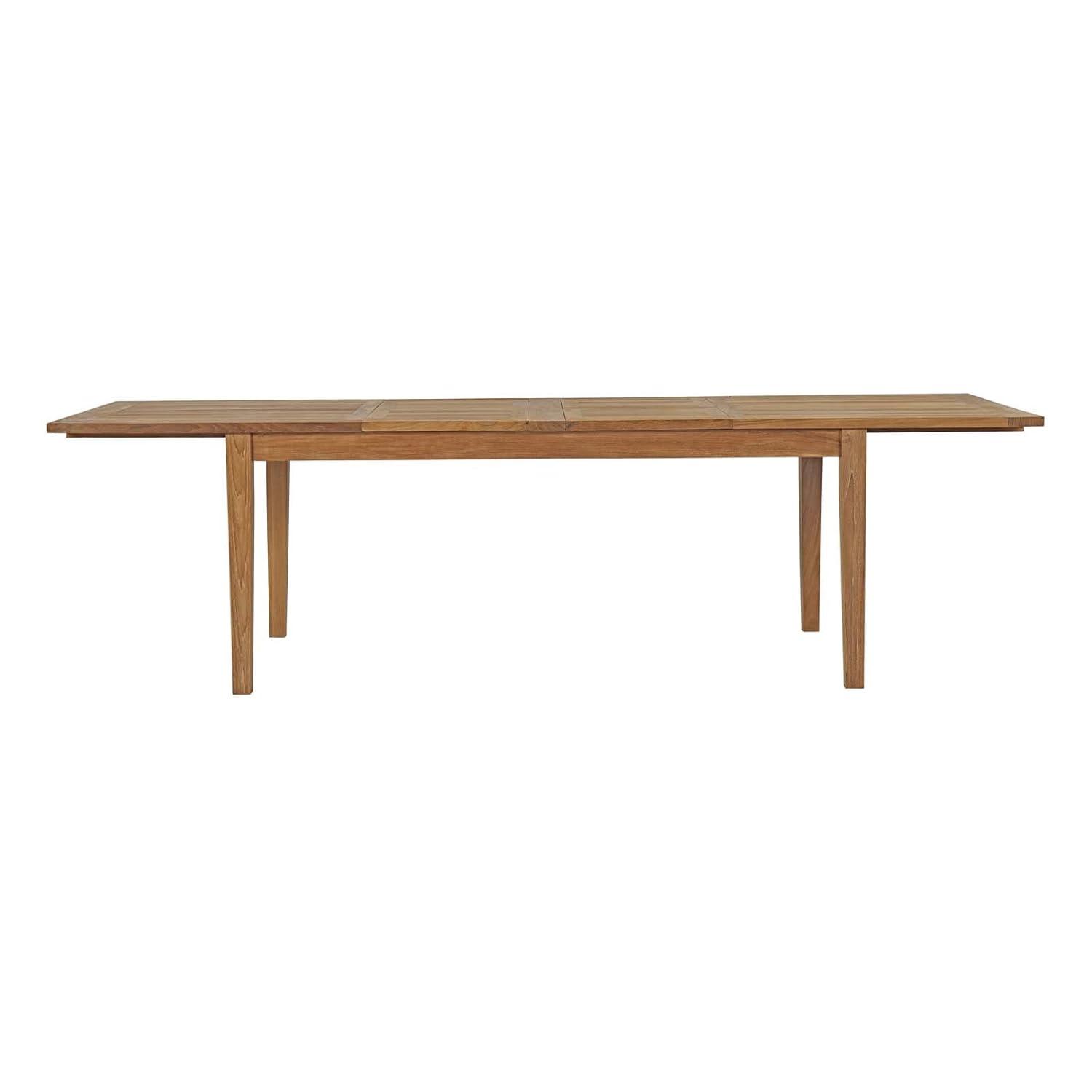 Marina Natural Teak Wood Extendable Outdoor Dining Table