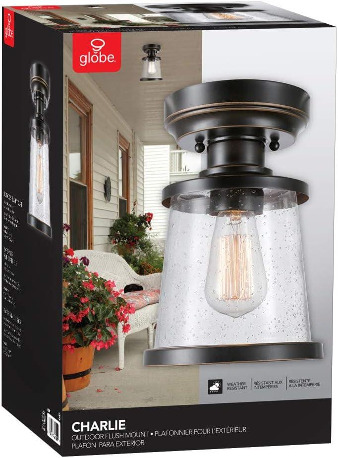 Globe Electric Charlie 9.6 in. H X 6.7 in. W X 6.7 in. L Oil Rubbed Bronze Ceiling Light