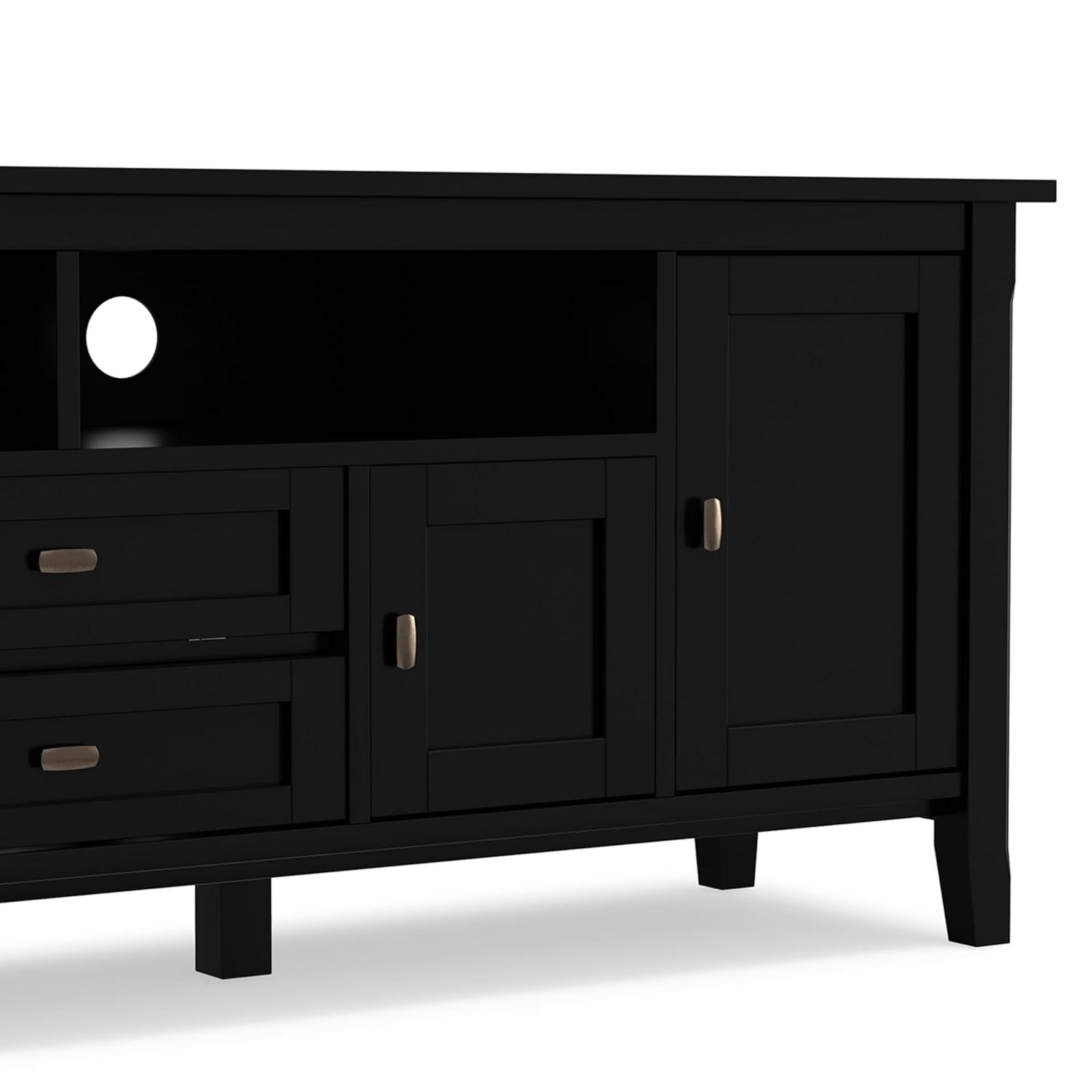 Simpli Home Warm Shaker 72"W Solid Wood TV Stand for TVs up to 80" with 4 Storage Cabinets and 2 Drawers