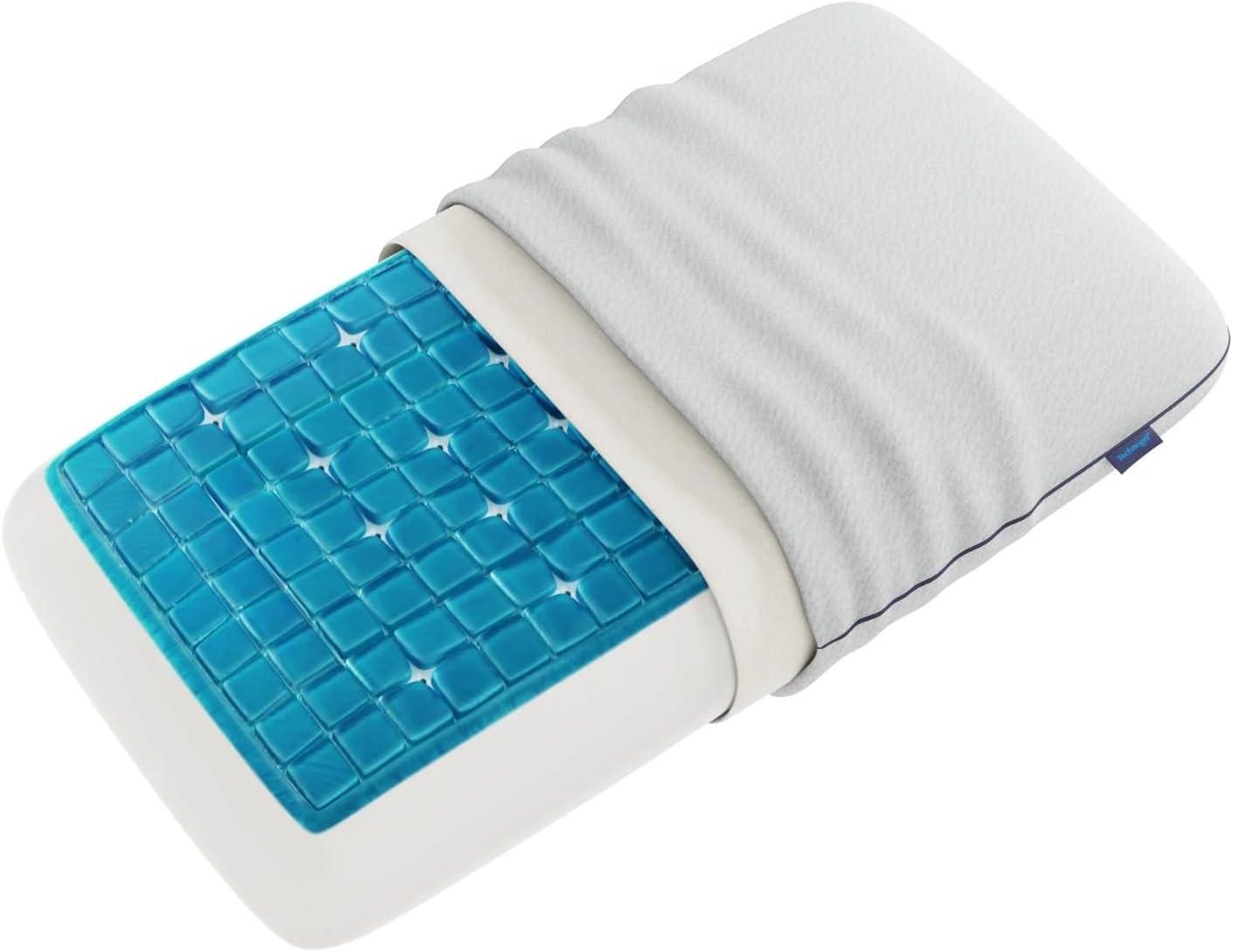 Technogel Deluxe Cooling Gel Pillow – Neck & Shoulder Pain Relief, Odorless Memory Foam, Cool Sleep for Stomach & Back Sleepers, Standard Shape with Washable Cooling Cover (Medium)