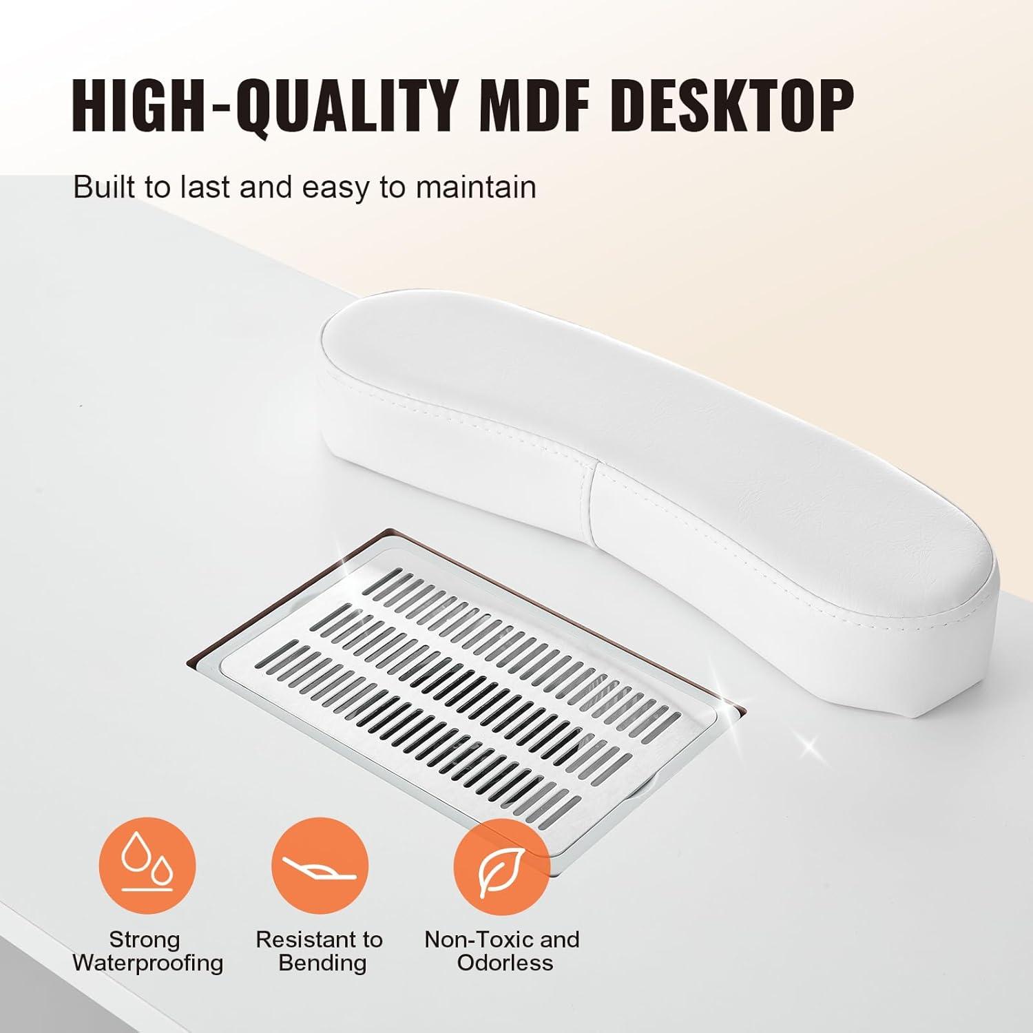 Hokku Designs Manicure Table, Nail Table Station with Electric Dust Collector, Moveable Nail Tech Desk