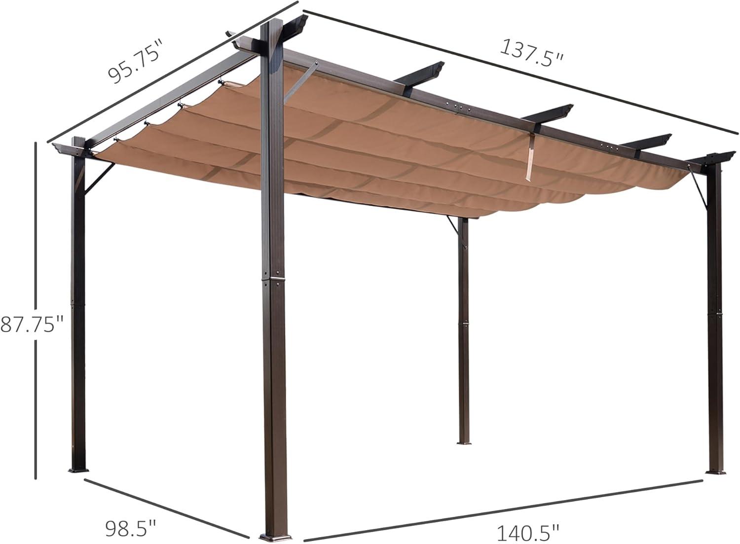 Outsunny Outdoor Retractable Pergola Canopy, Aluminum Patio Pergola, Backyard Shade Shelter for Porch Party, Garden, Grill Gazebo