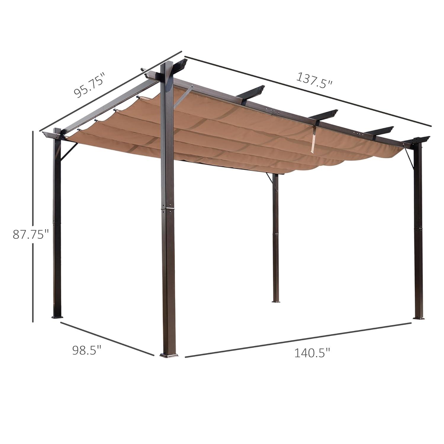 Outsunny Outsunny Pergola with Retractable Shade Canopy, Aluminum