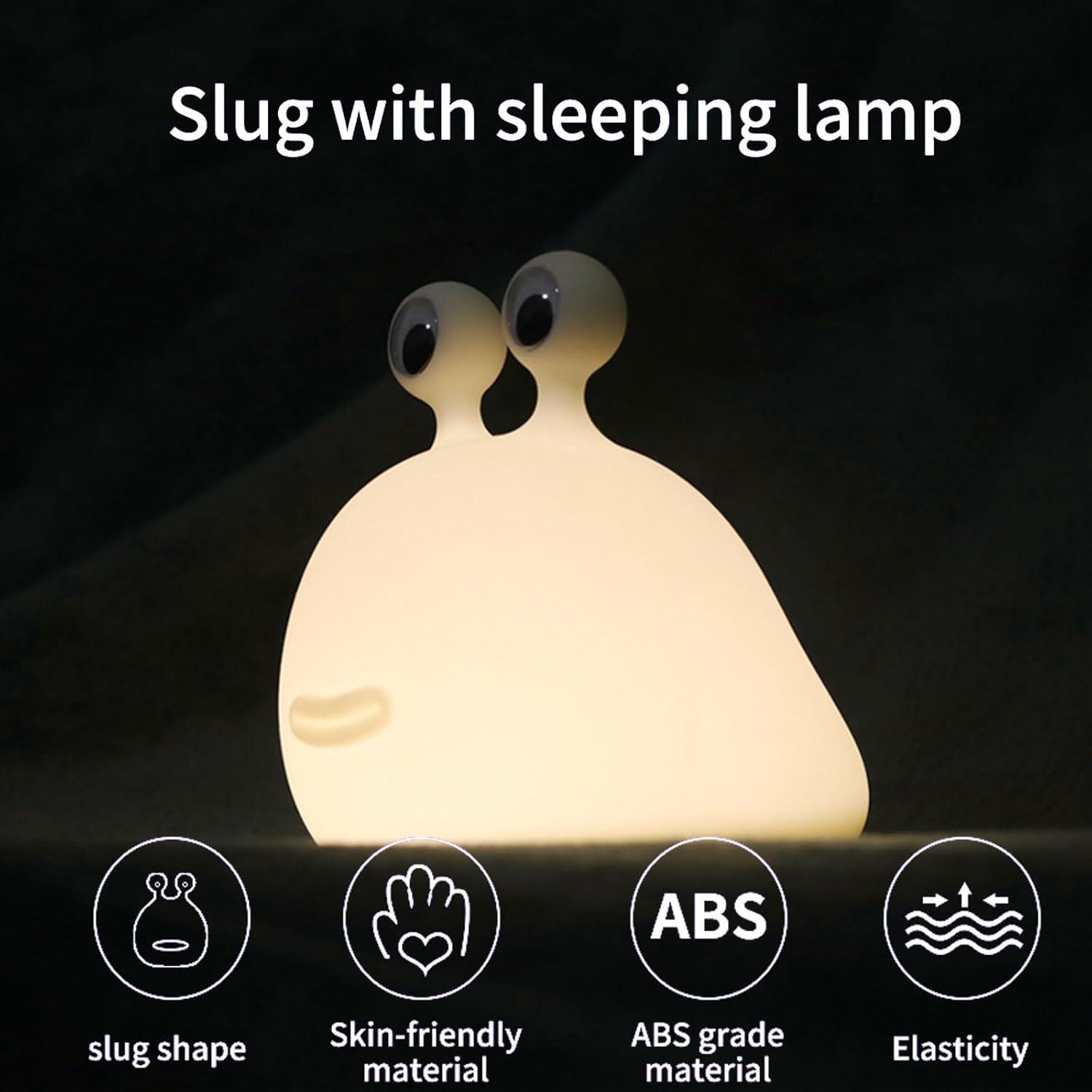 Night Light, Cute Slug Silicone Nursery Night Light Rechargeable Table Lamp Bedside Lamp with Pat Decompression for Baby Girls Women Bedrooms Living Room