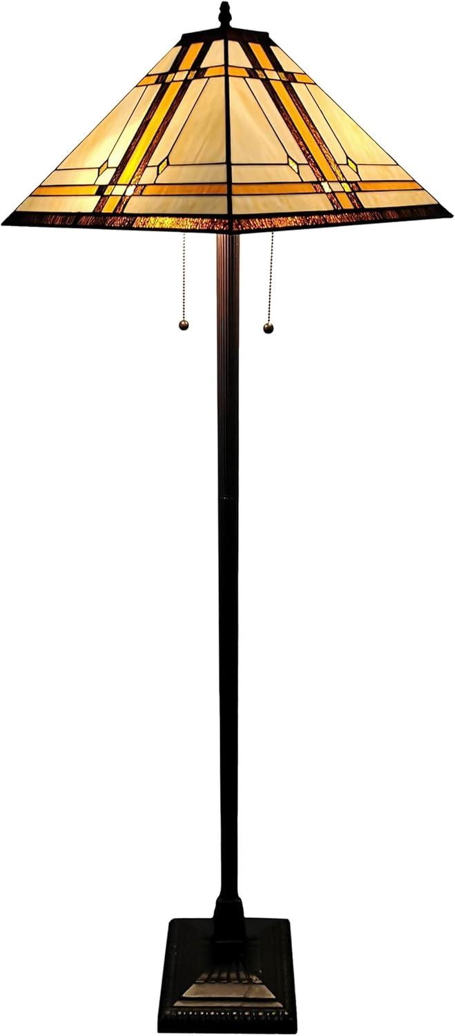 Amora Lighting Tiffany Style Mission Floor Lamp 61" Tall