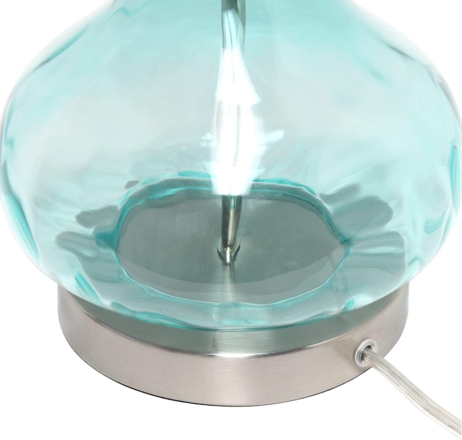 Elegant Designs Clear Glass Table Lamp, Blue