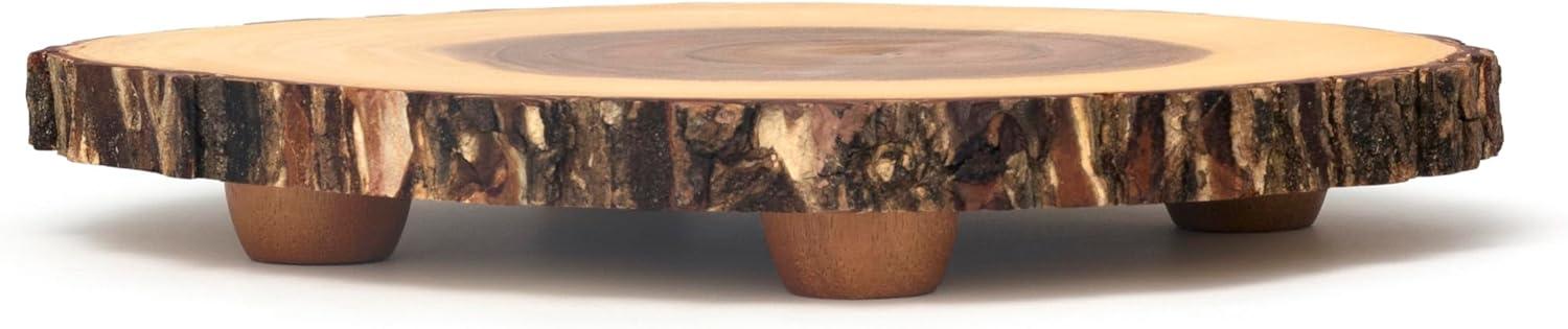 Lipper International Handcrafted Acacia Tree Bark Footed Server Platter, Small
