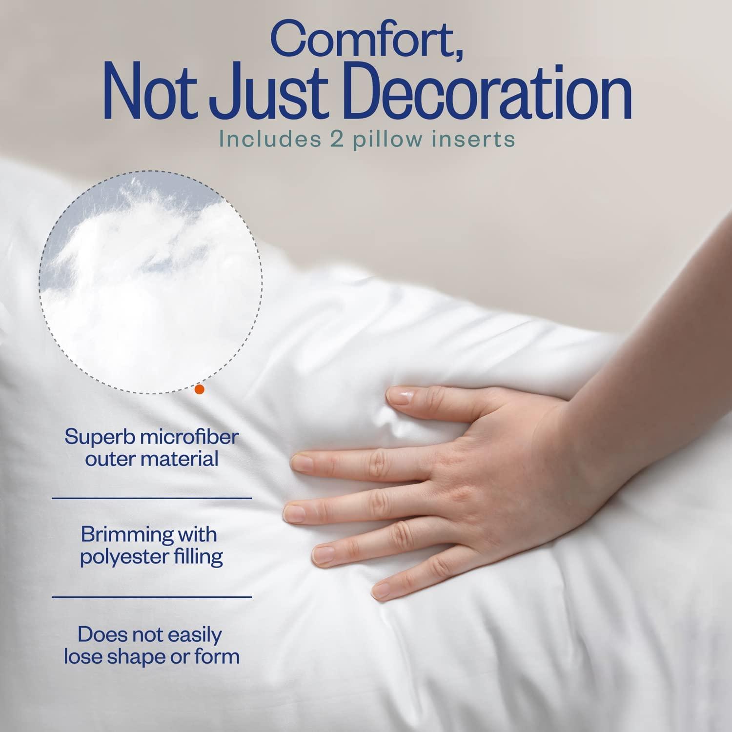 THROW PILLOW, SOFA PILLOW, OUT DOOR PILLOW, COUCH PILLOW, BEDDING PILLOW Inserts (Set of 2, White), 18x18 Inches - Lightweight Fillers for Sofa, Bed, and Home Décor (18x18 Inch (Pack of 2)