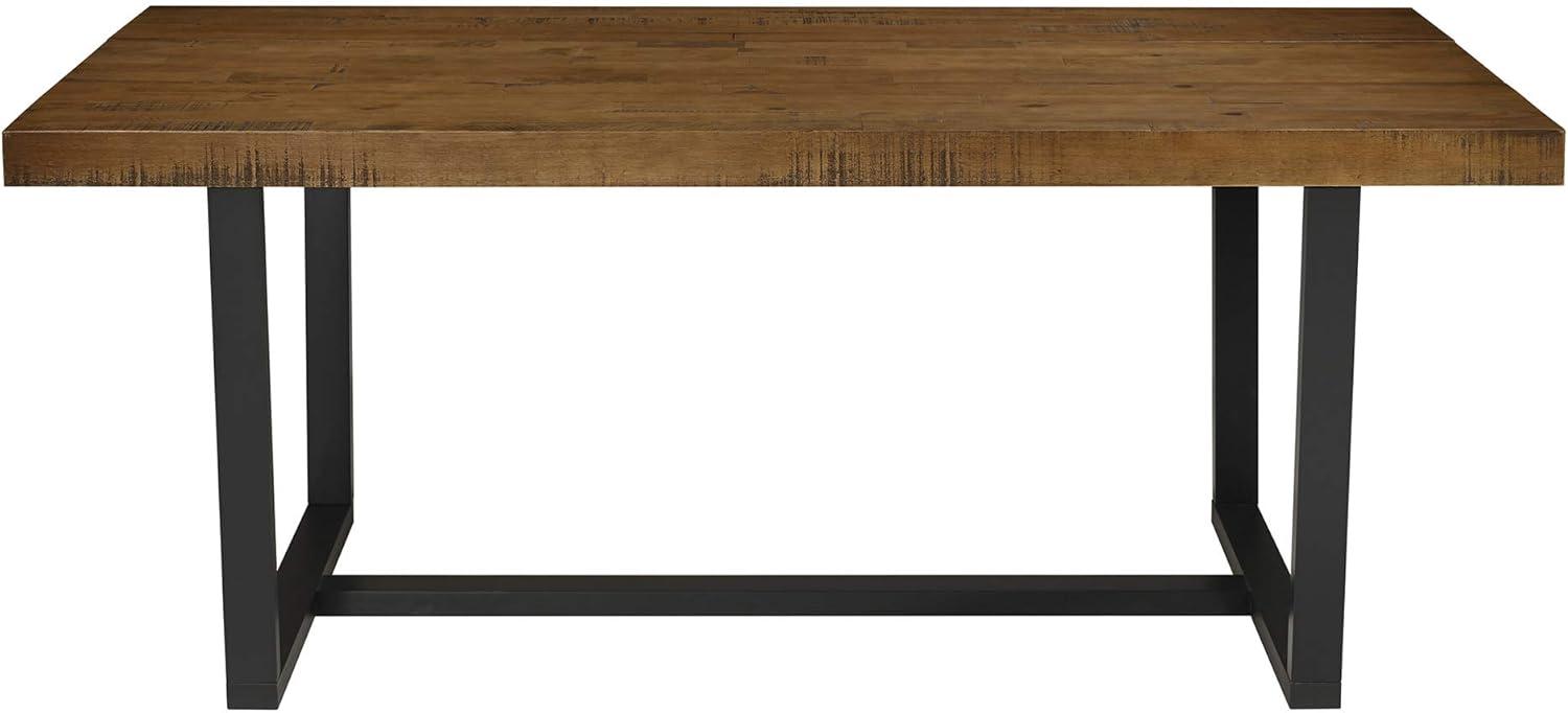 Rustic Oak 72" Solid Wood Dining Table with Black Base