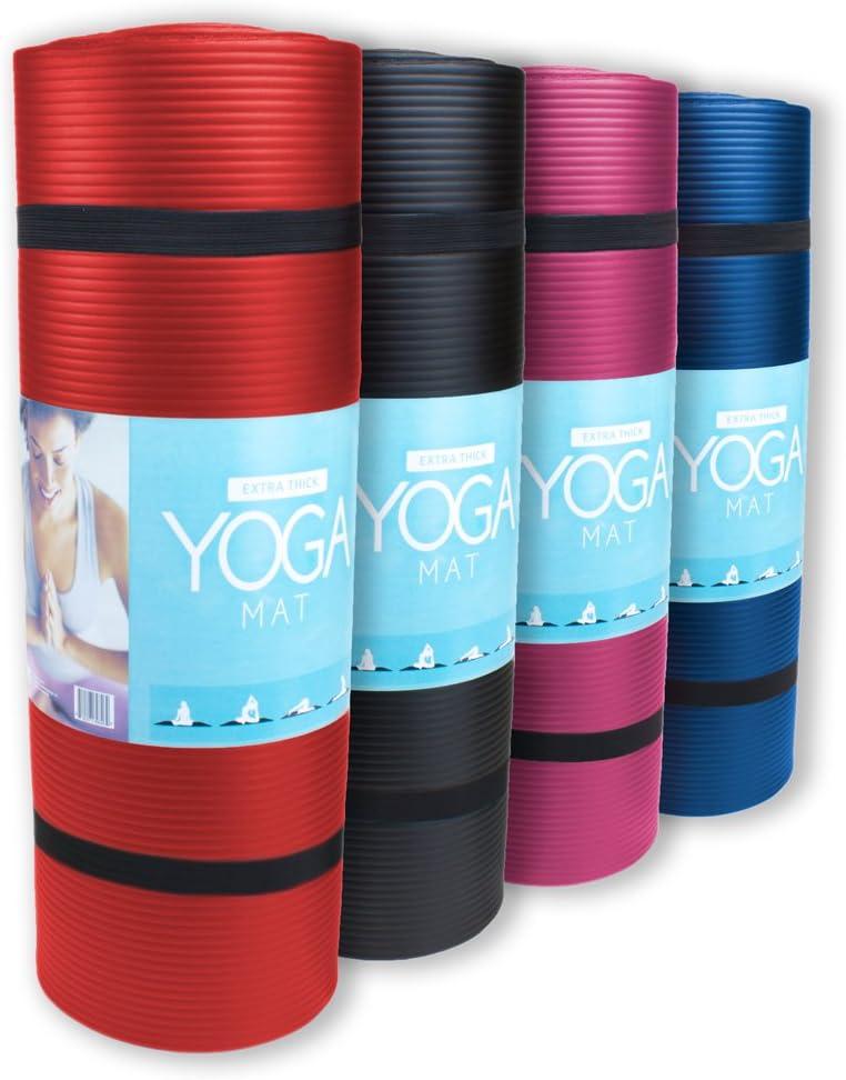 Crown Sporting Goods 15 mm Extra Thick Yoga Mat, Red