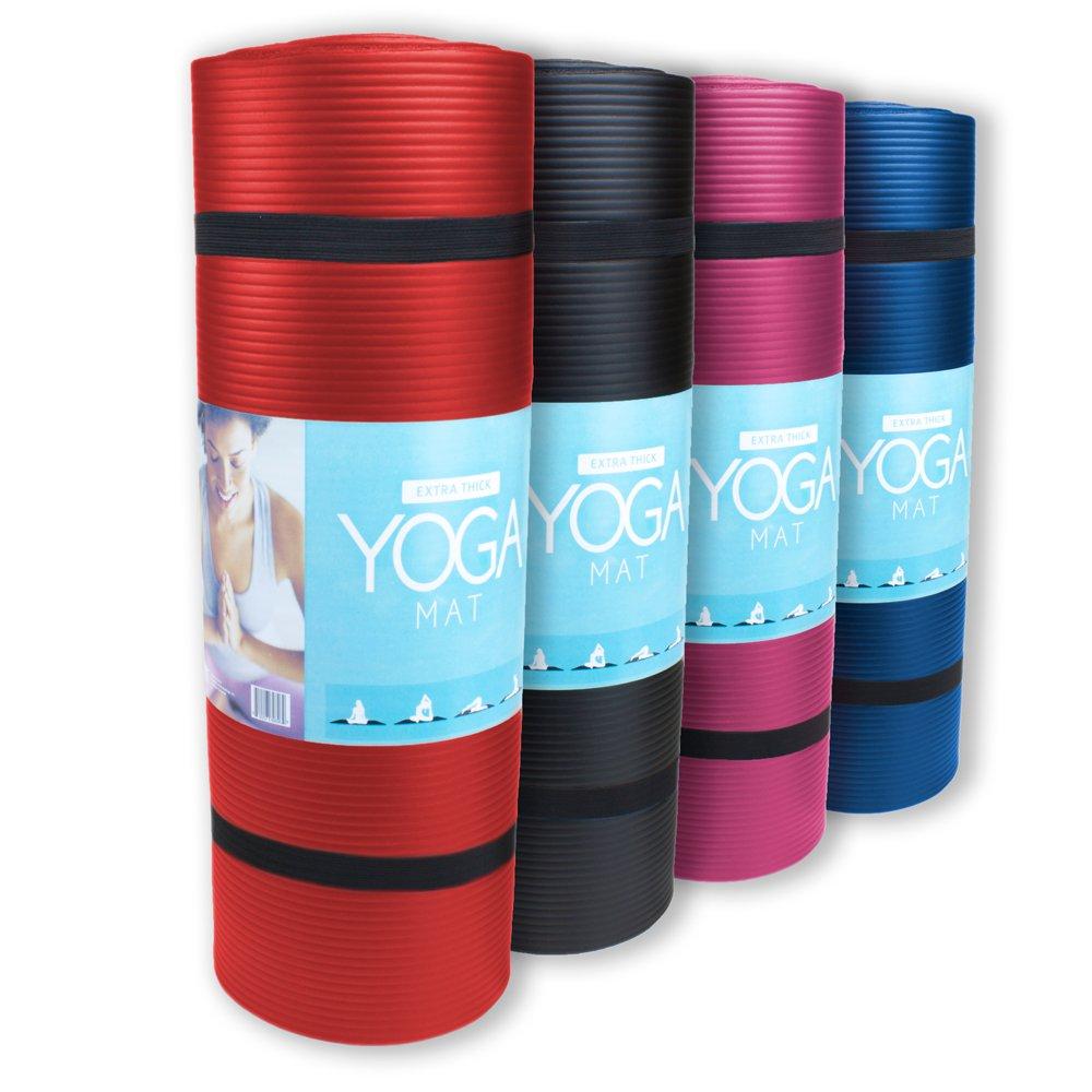 Crown Sporting Goods 15 mm Extra Thick Yoga Mat, Red