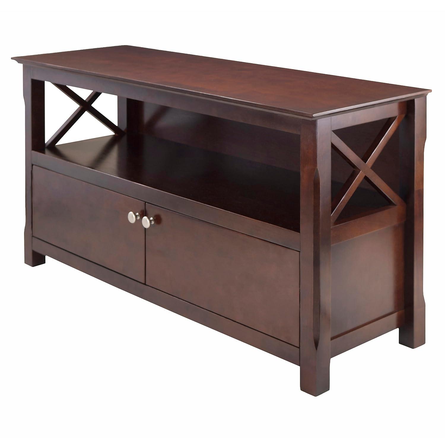Xola TV Stand for TVs up to 40" Dark Brown - Winsome: Beveled Edges, Chrome-Finish Pulls, Media Shelf