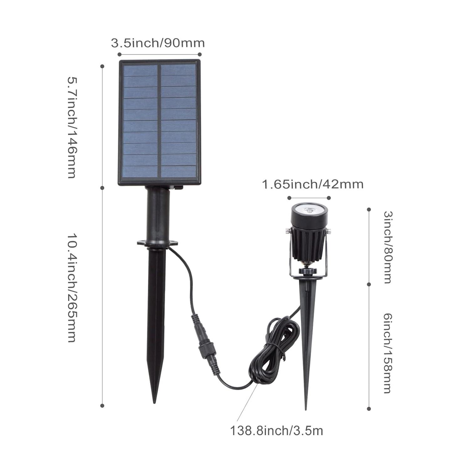 T-SUN LED Landscape Solar Spotlights, Waterproof Outdoor Solar Lights Auto ON/Off Solar Wall Lights for Garden, Driveway, Pathway, Pool Area(Warm White)