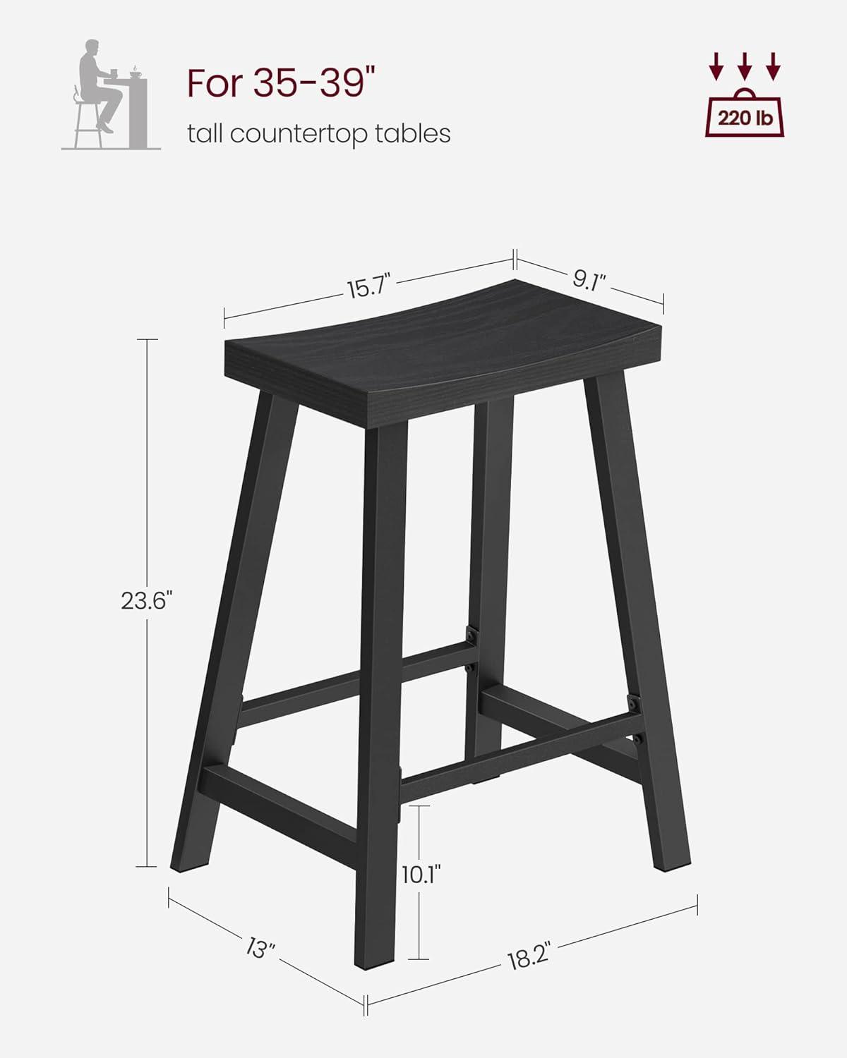 VASAGLE 2 Pack Bar Stools, Bar Chairs, Kitchen Breakfast Bar Stools with Footrest, Black