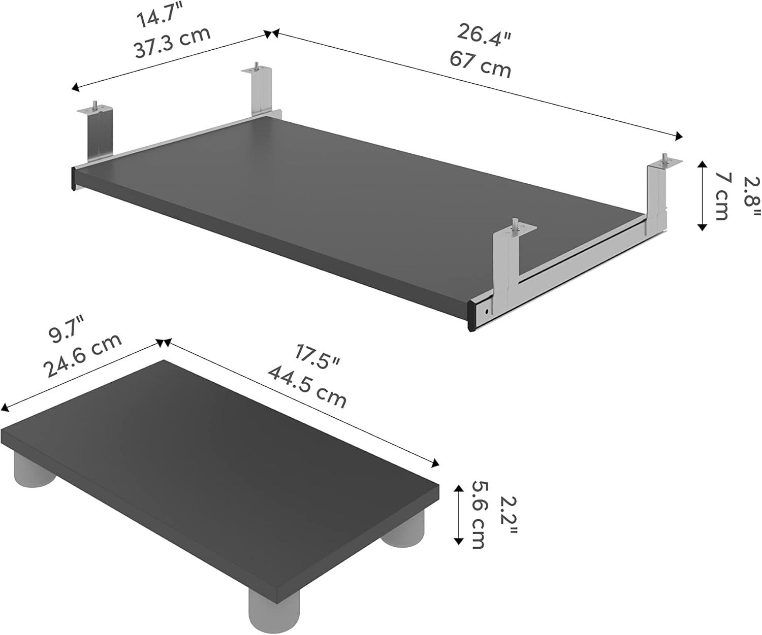 Slate Gray Particle Board Keyboard Tray with CPU Stand