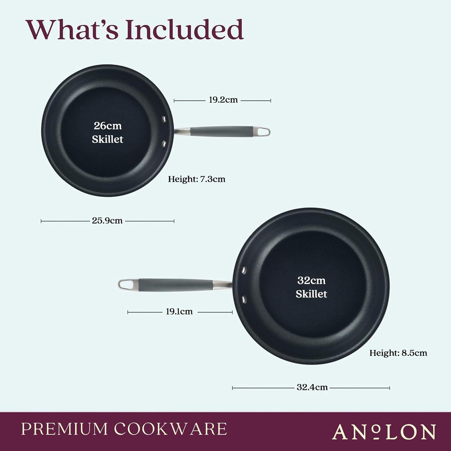 Anolon Advanced Home Hard Anodized Nonstick Frying Pan Set, 10.25 Inch And 12.75 Inch, 2-Piece