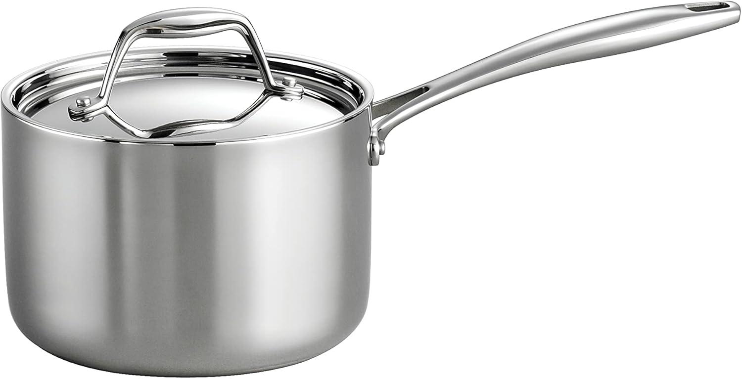 Tri-Ply Clad Stainless Steel 2-Quart Sauce Pan with Lid