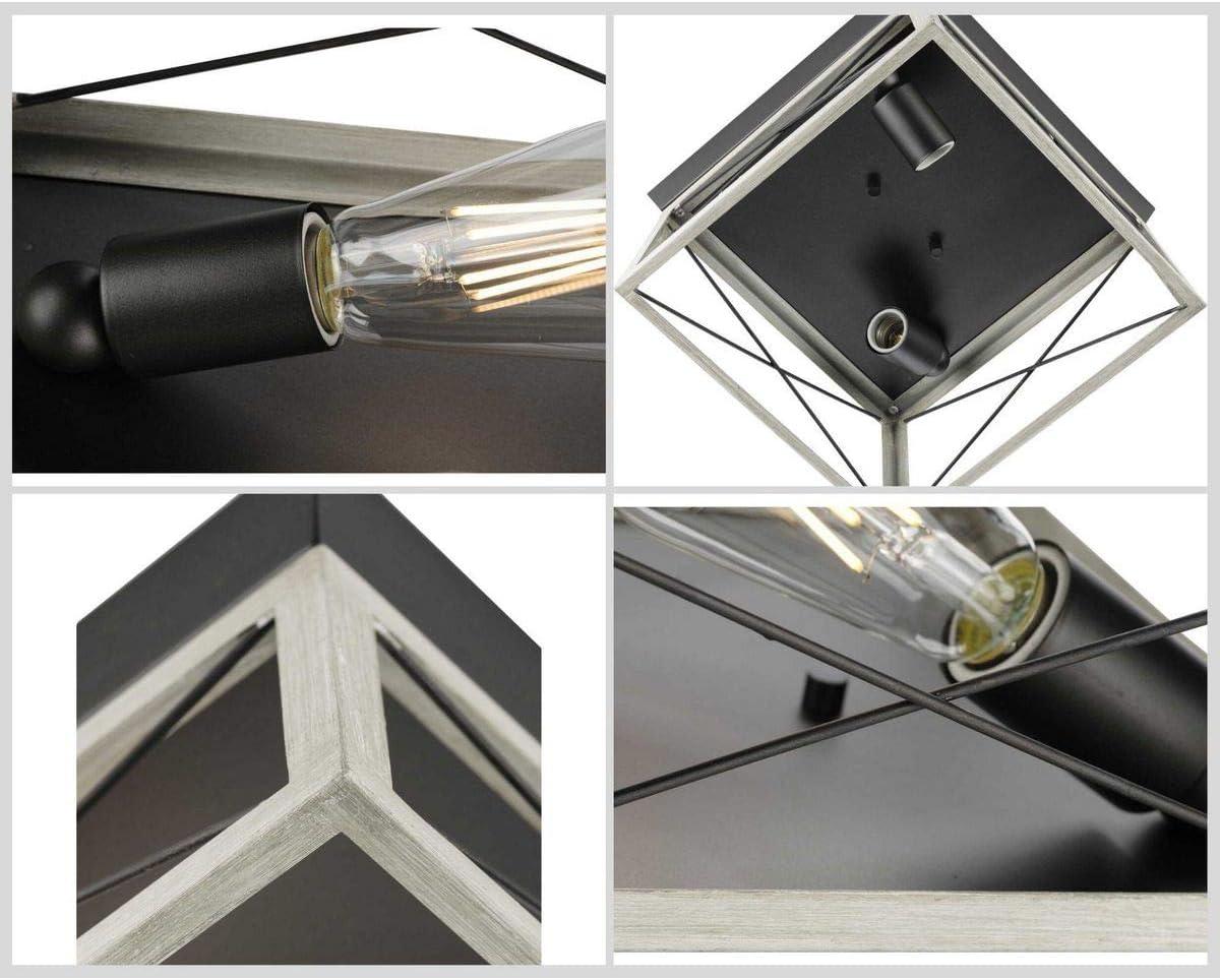 Progress Lighting Briarwood 2-Light Flush Mount, Graphite Finish, Faux-Painted Wood Enclosure, Canopy Included