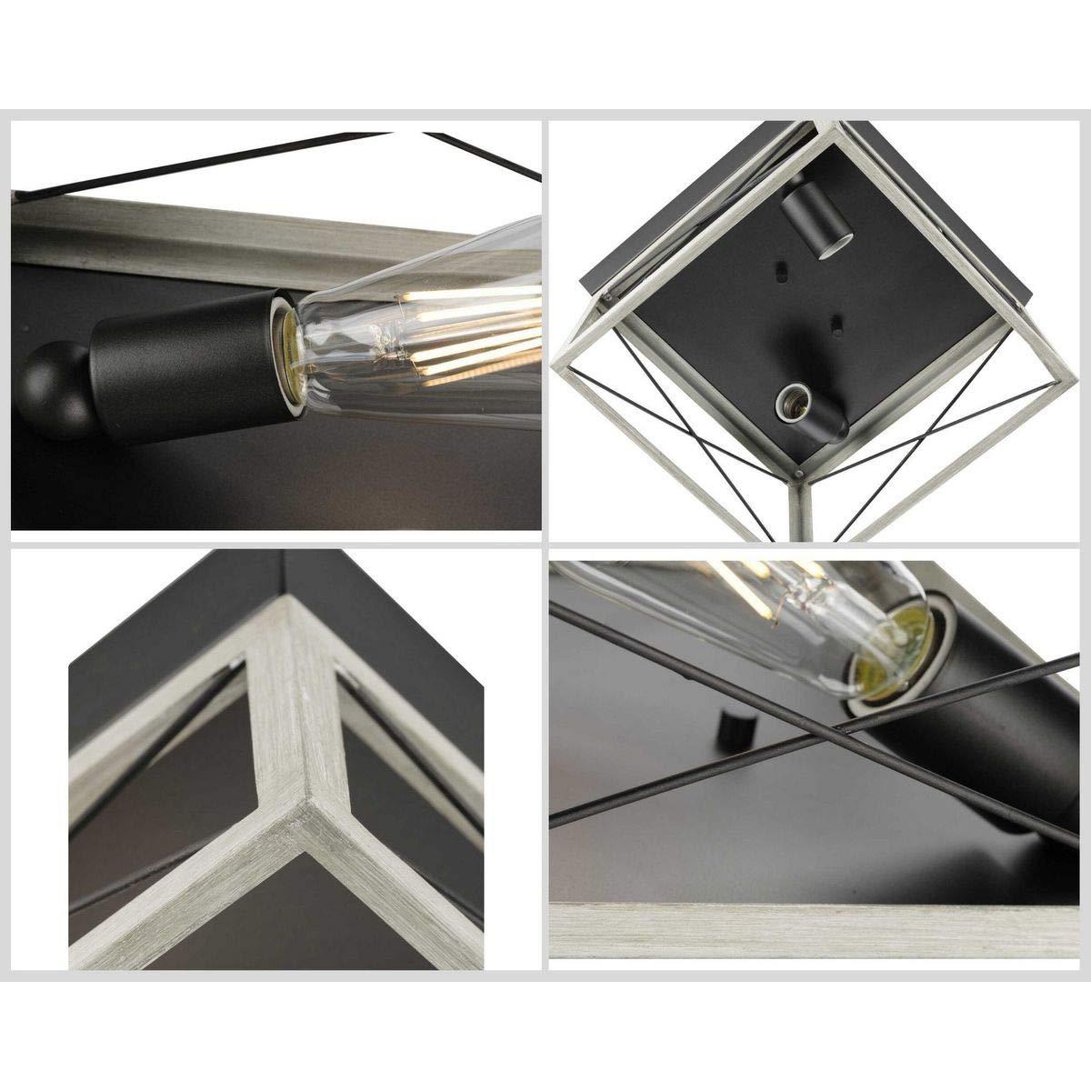 Progress Lighting Briarwood 2-Light Flush Mount, Graphite Finish, Faux-Painted Wood Enclosure, Canopy Included