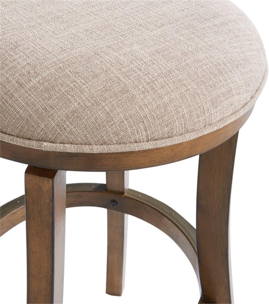 Ellie 21" Wide Solid Rubber Wood Frame Linen Fabric Counter Height Round Swivel Stool