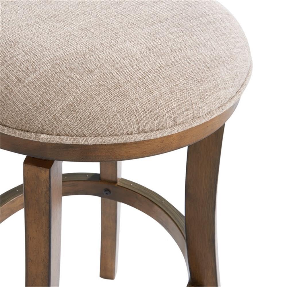 Alaterre Ellie Upholstered Swivel Bar Stool Chairs with Padded Seat and Back, Rubberwood Frame with Metal Kick Plate