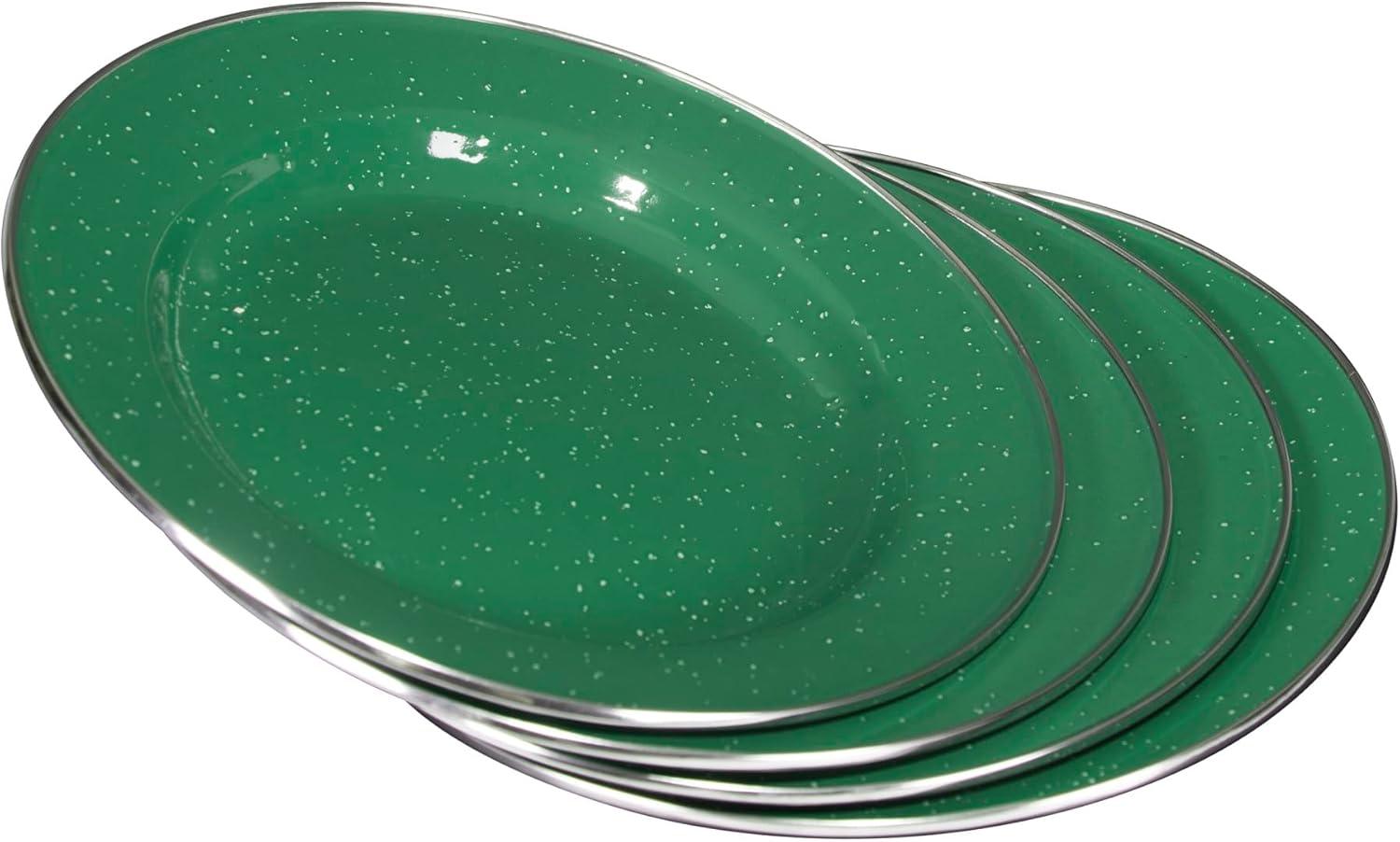 Stansport Enamel Camping Tableware Set 24 Pieces Green