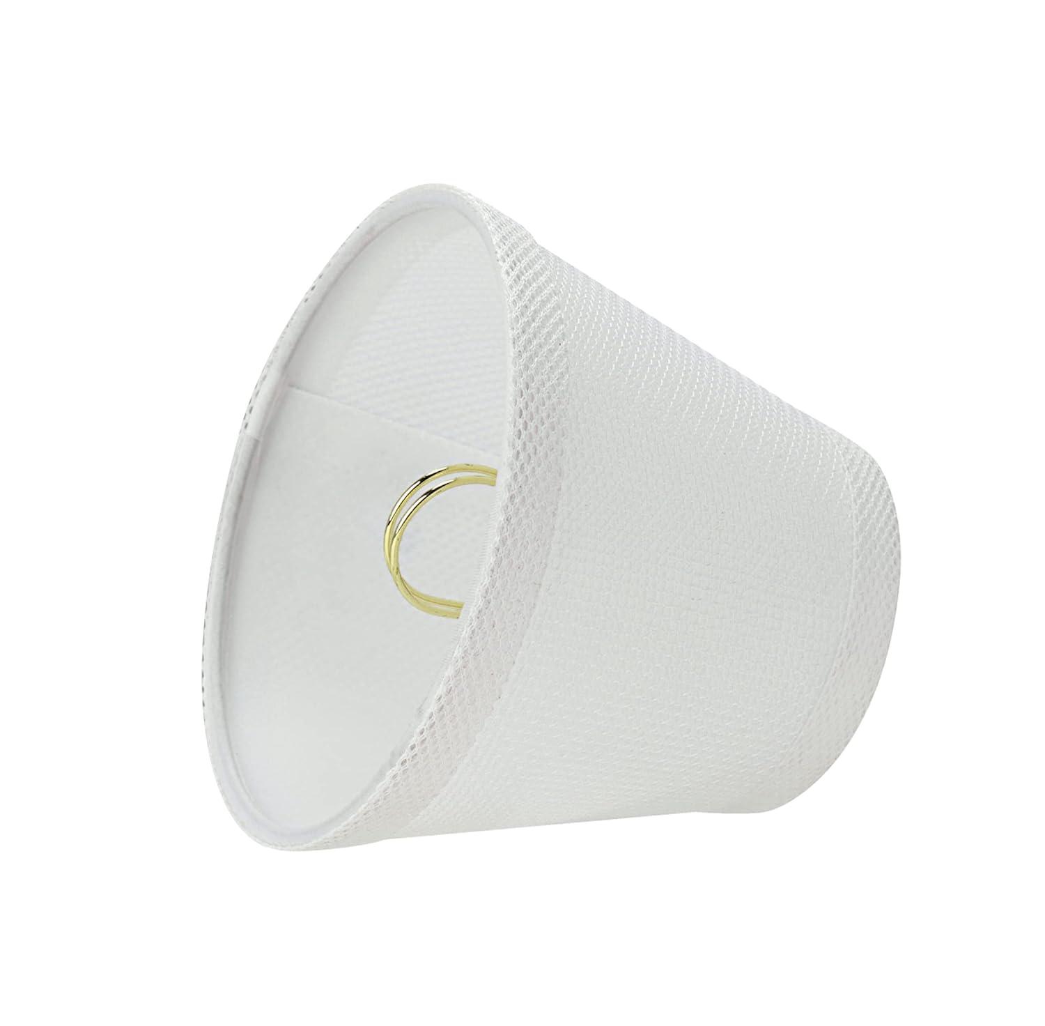 Aspen Creative 32066-2 Small Hardback Empire Shape Chandelier Clip-On Lamp Shade Set (2 Pack), Transitional Design in White, 5" bottom width (3" x 5" x 4")