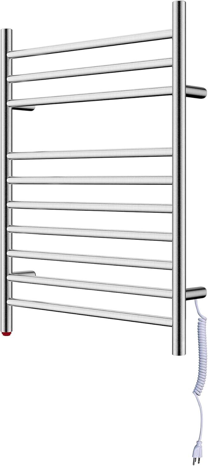 HEATGENE Towel Warmer, Heated Towel Warmer Rack, Wall-Mounted Hardwired/Plug-in Electric Towel Warmers for Bathroom, Hot Towel Rails - Matte Black
