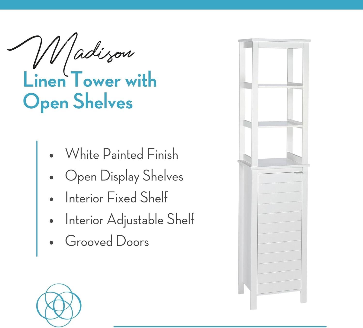 Madison Linen Tower with Open Shelves