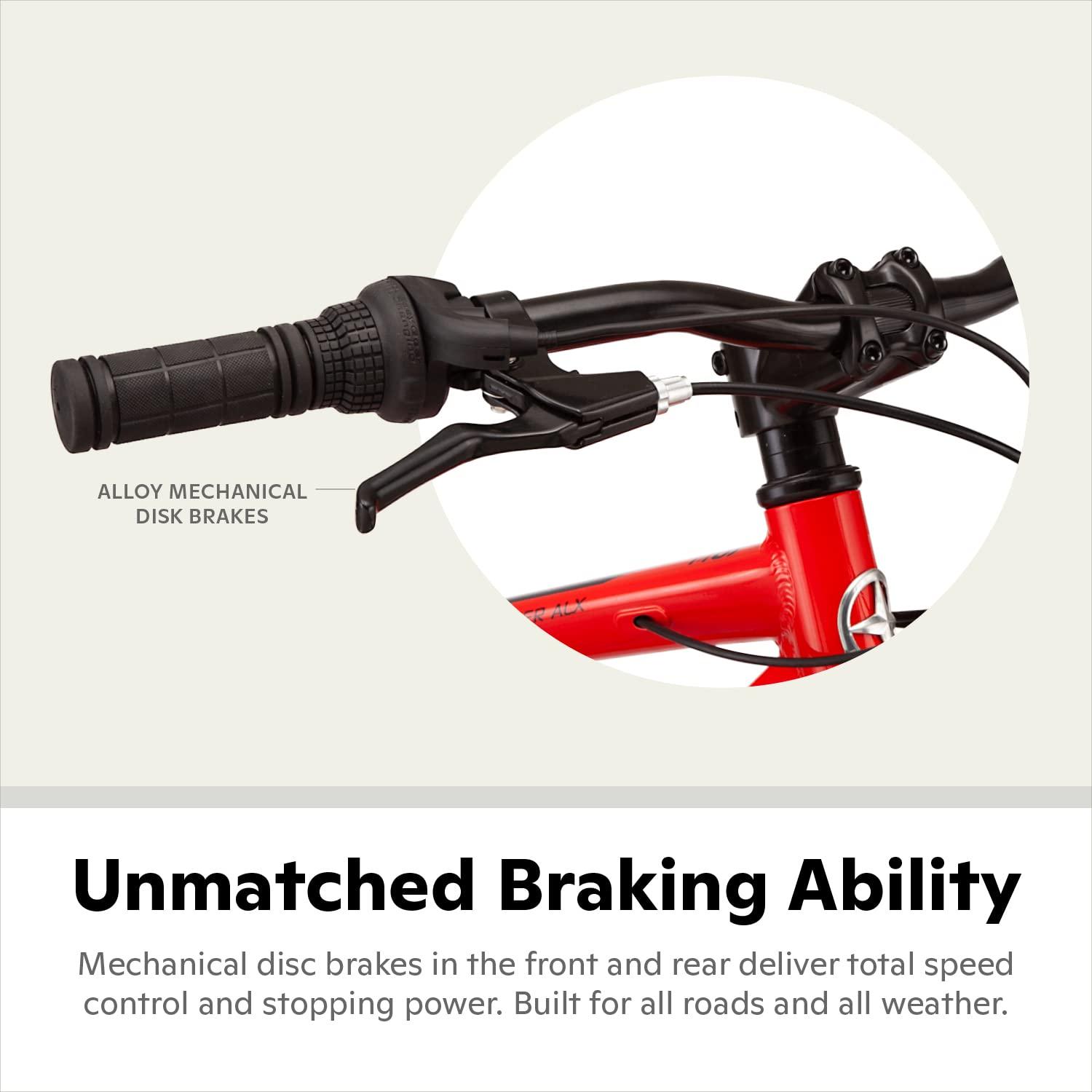 Schwinn High Timber Youth/Adult Mountain Bike for Men and Women, Aluminum and Steel Frame Options, Speeds Options, Inch Wheels Red/Black 26-Inch Wheels Aluminum Frame and Disc Brakes