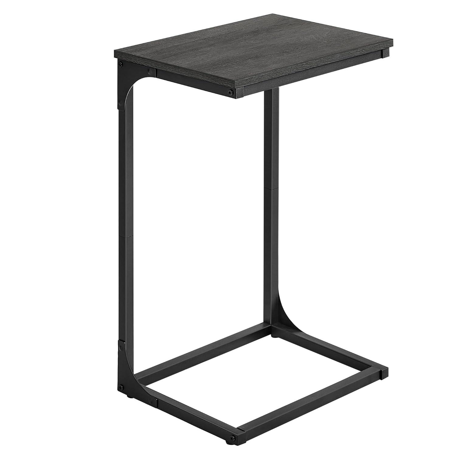 VASAGLE C-Shaped End Table, Side Table for Sofa, Couch with Metal Frame, Small TV Tray for Living Room, Bedroom in Misty Gray and Black
