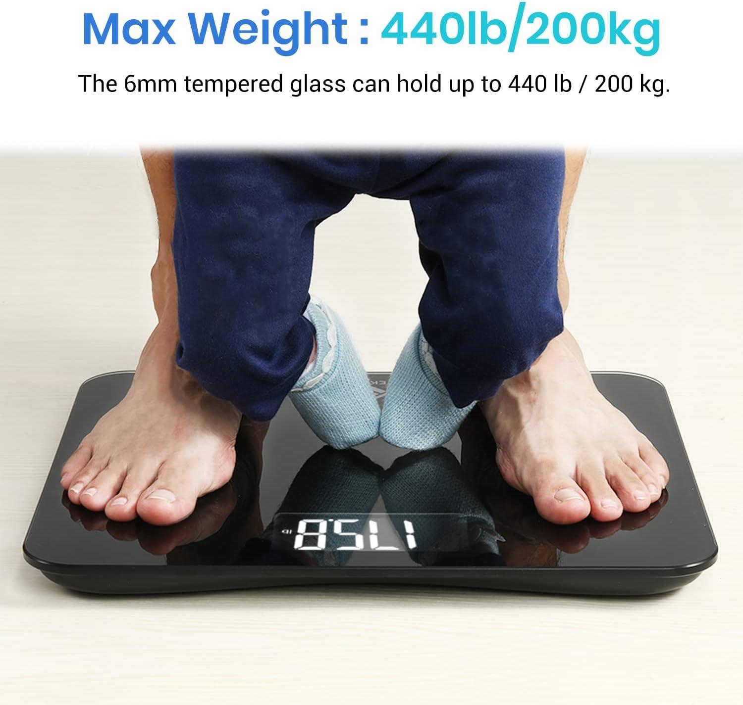 Black Digital Floor Scale with LCD Display and Battery Power