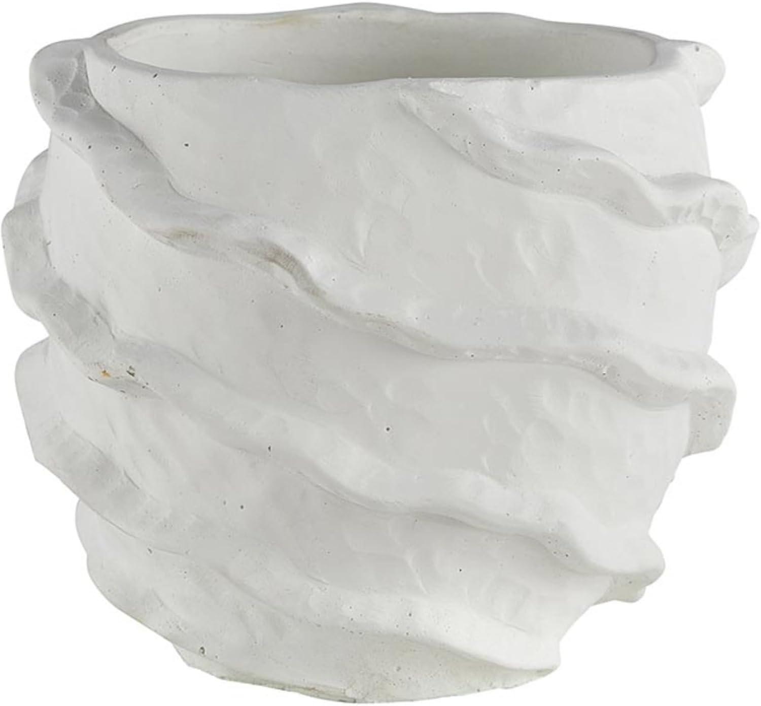 White Textured Cement Round Planter for Indoor/Outdoor Succulents