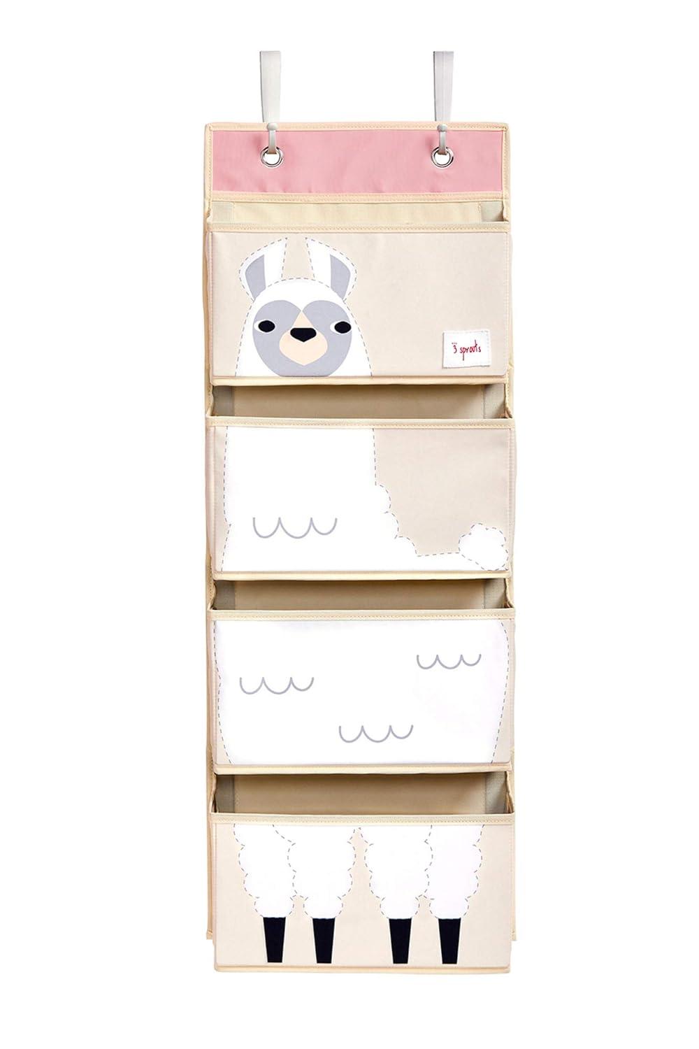3 Sprouts 3 Sprouts - Children's Nursery Over the Door Organizer with Hooks - Llama