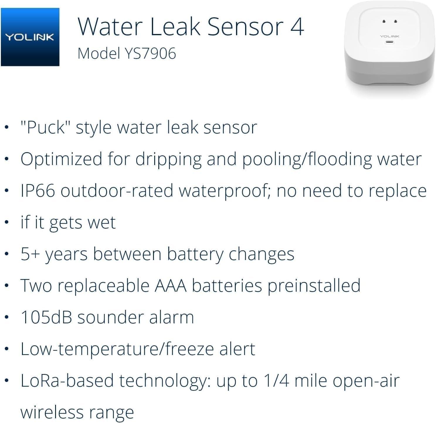 YoLink Smart Home Starter Kit: Hub & 2-Pack Water Leak Sensor 1, LoRa Up to 1/4 Mile Open-Air Range, SMS/Text, Email & Push Notifications, w/Alexa, IFTTT, Home Assistant