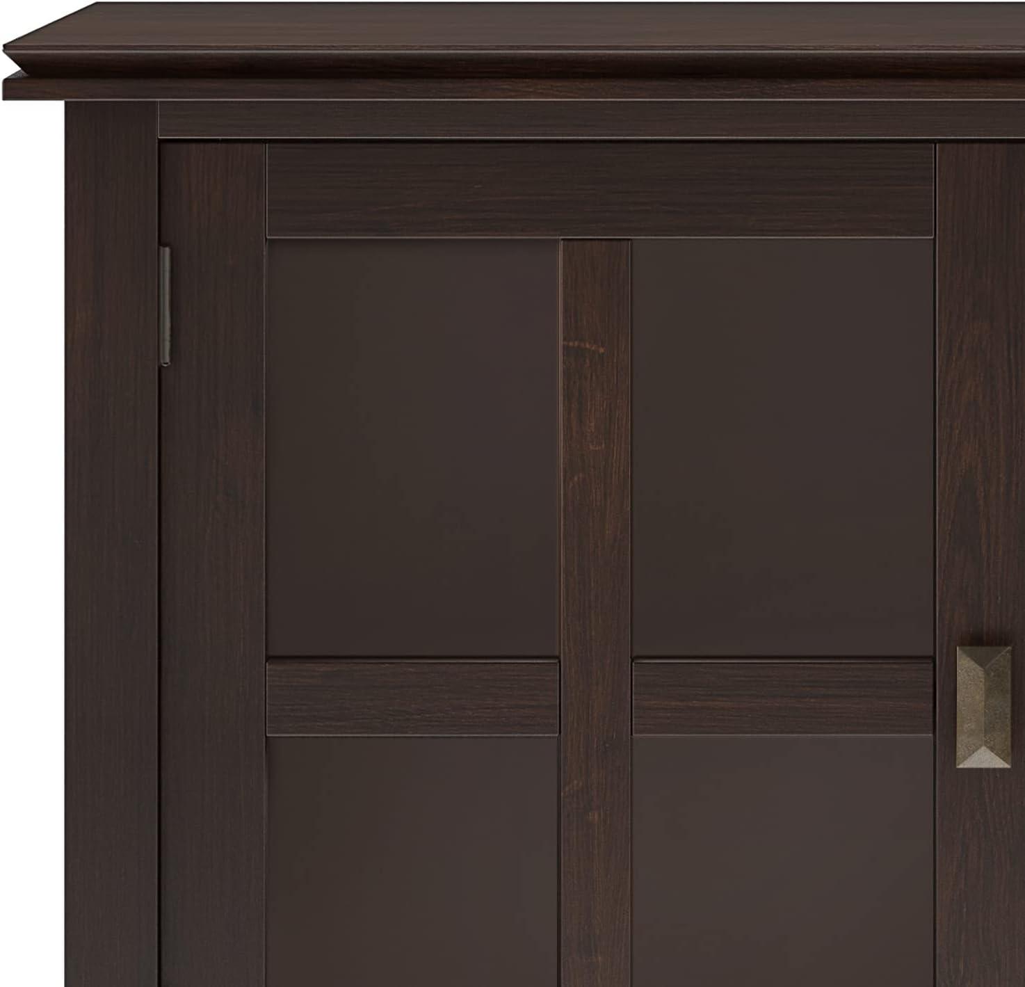 Simpli Home Artisan Solid Wood Large Sideboard Buffet In Dark Chestnut Brown