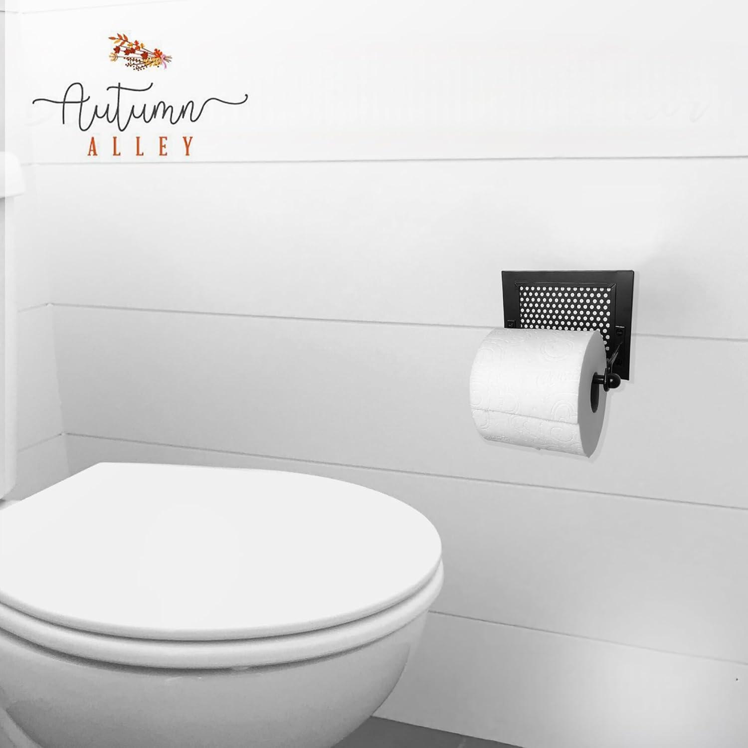 Wall Mount Rustic Toilet Paper Holder with Hole Punch Detail