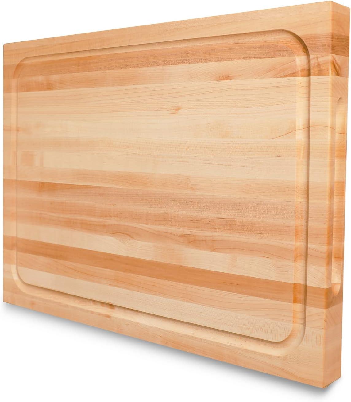 Hard Maple Rectangular Wood Chopping Block with Juice Groove