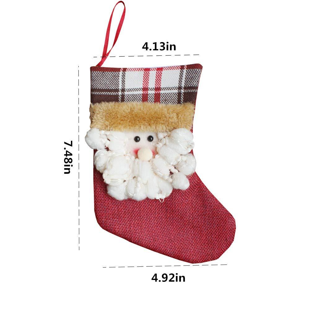 JOYFY 12 Pcs Mini Christmas Stockings 3D Bulk Xmas Stockings Santa Snowman Reindeer Burlap Stockings for Present Holders Treat Bags
